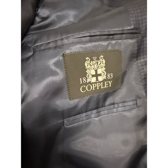 Coppley 1883 Men's Blazer 100% Wool Blue Black Check Two Button Lined Size 46 - Picture 9 of 11